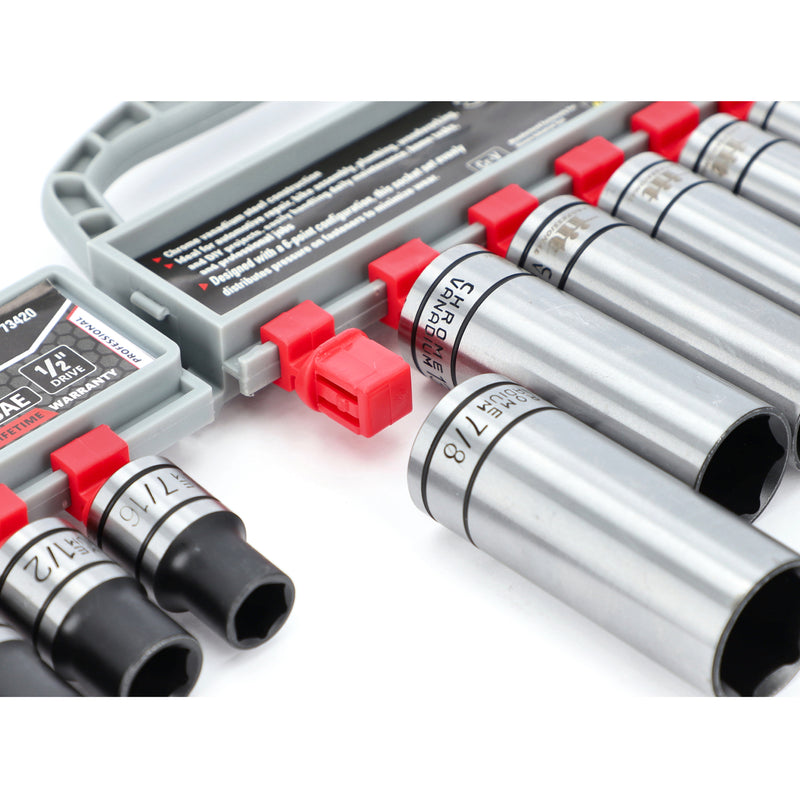 IIT PRO 11PC 1/2'' DRIVE CRV DEEP & SHALLOW SOCKET RACK