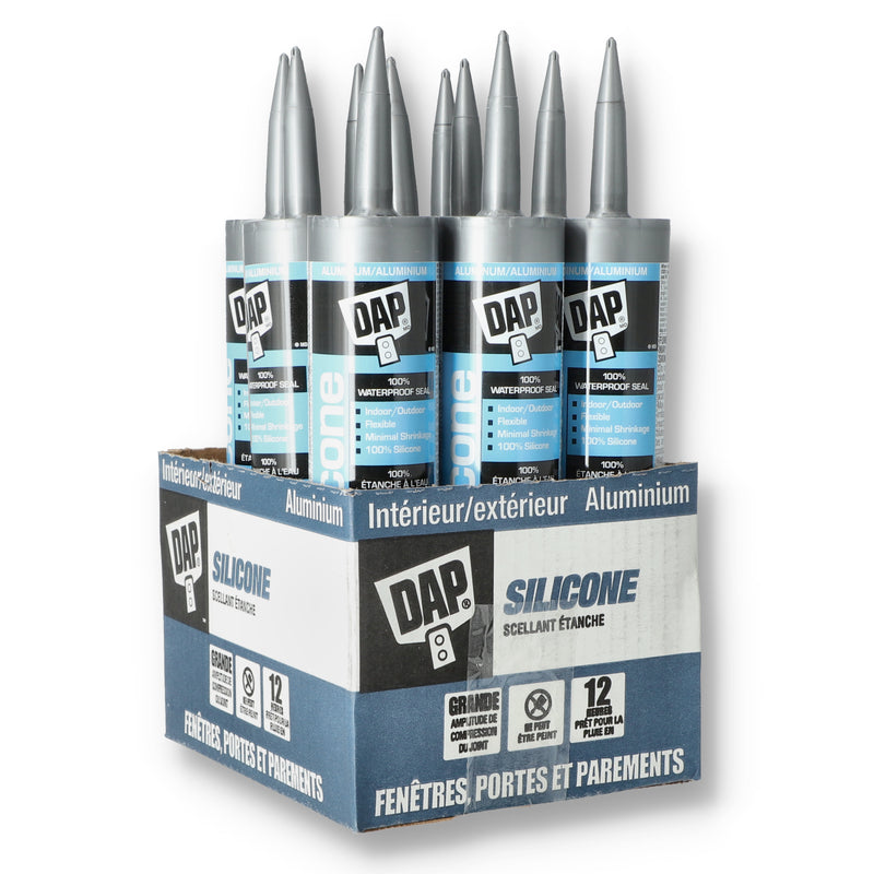DAP SILICONE 10.1OZ CAULK WINDOW & DOOR ALUMINUM COLOR