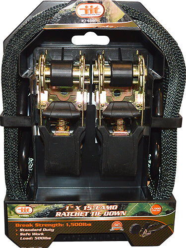 IIT 2pc 1''x15' CAMO RATCHET TIE-DOWN