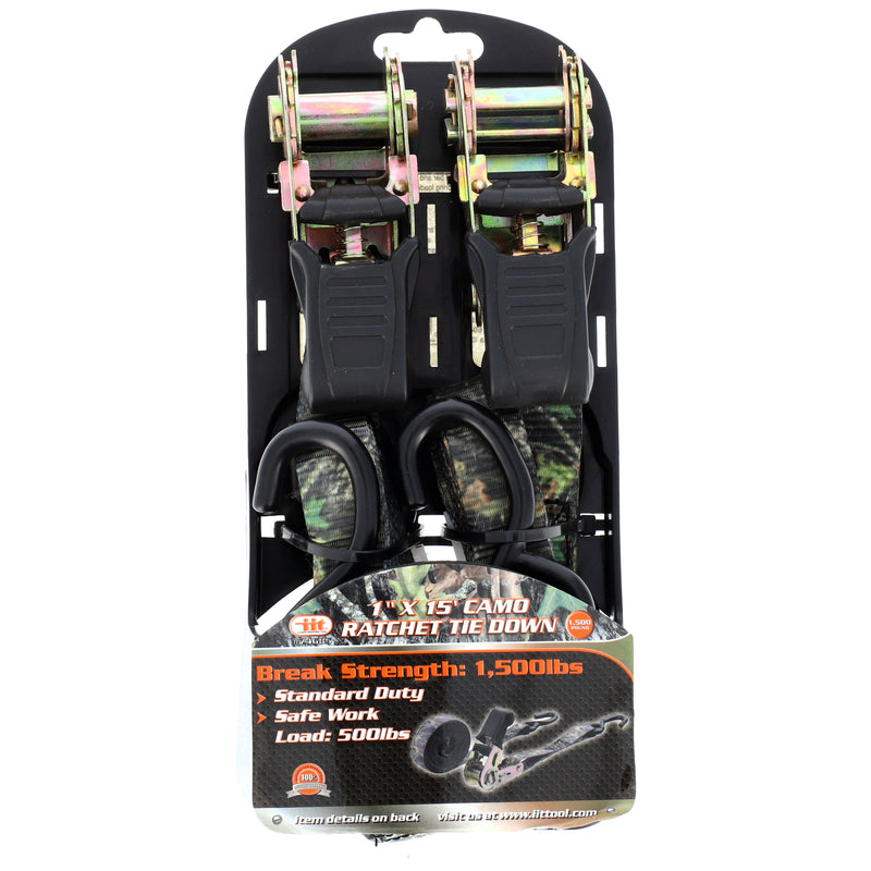 IIT 2pc 1''x15' CAMO RATCHET TIE-DOWN