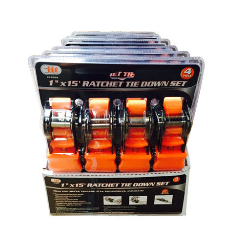 use #74681 4pc 1''x15' RATCHET TIE DOWN SET