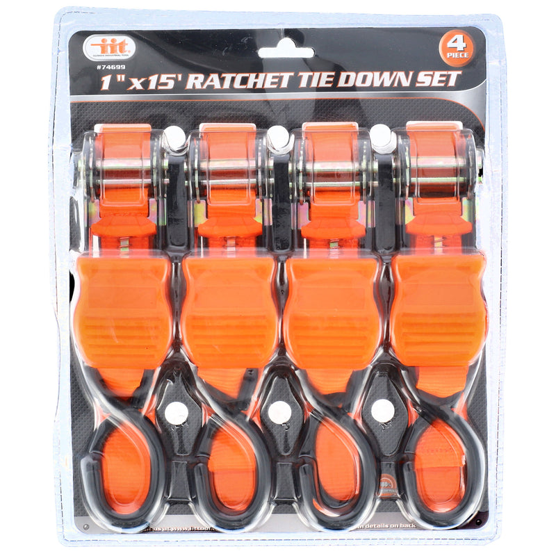 use #74681 4pc 1''x15' RATCHET TIE DOWN SET