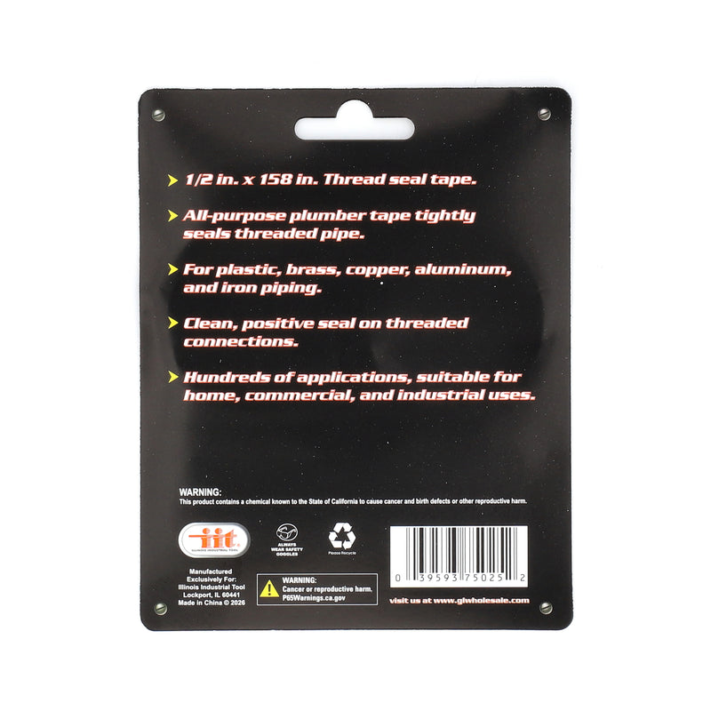 IIT 4PC 1/2x158'' PIPE THREAD SEALING TAPE