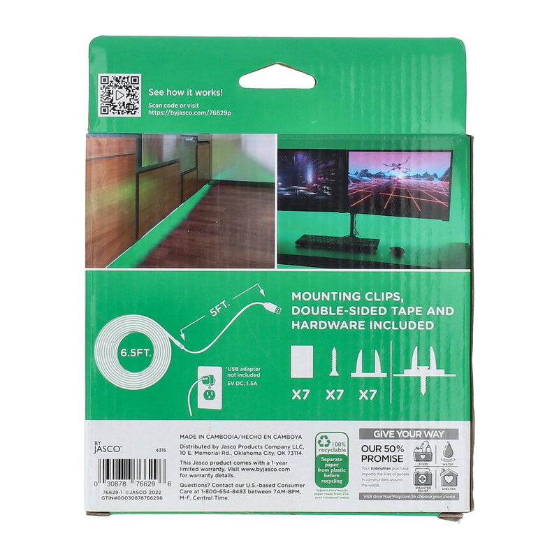 ENBRIGHTEN 6.5' USB-POWERED FLEX LIGHT- GREEN -NO ADVERTISING OR AMAZON SALES