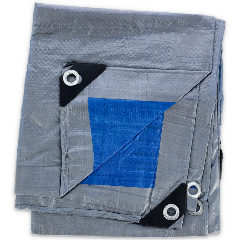 IIT 5'x7' REVERSIBLE TARP WITH REINFORCED CORNER BARS SILVER-BLUE FINISH SIZE