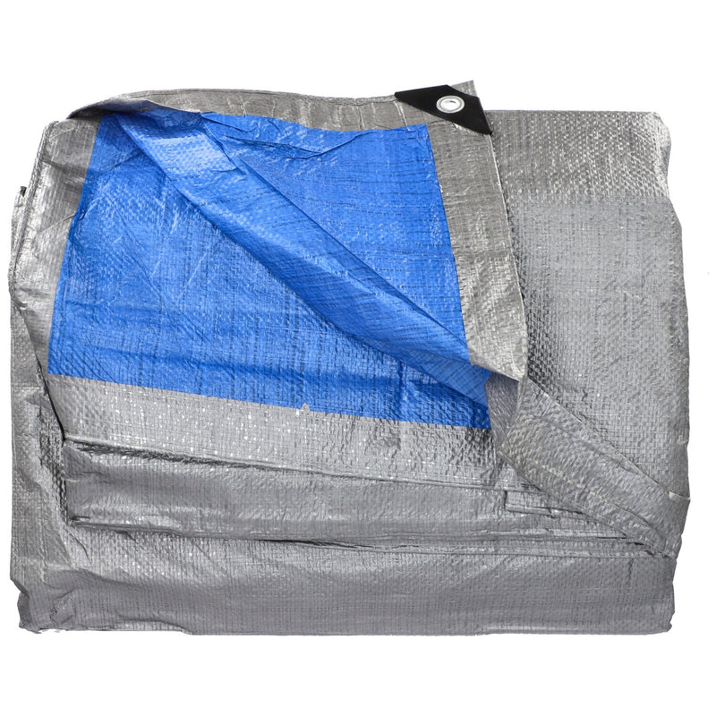 IIT 20'x30' REVERSIBLE TARP w/REINFORCED CORNER BARS SILVER-BLUE FINISH SIZE