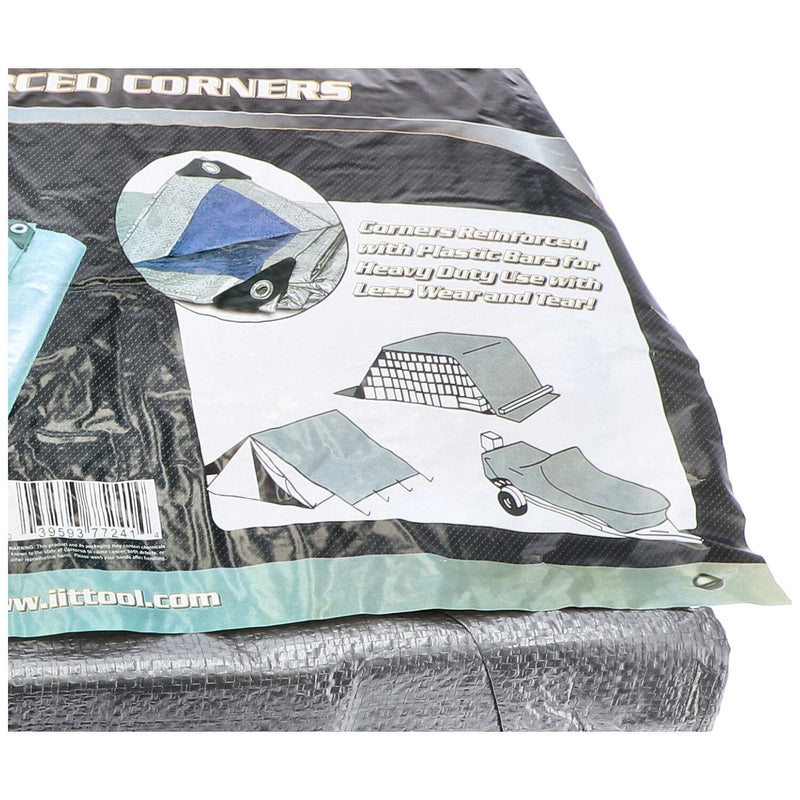 IIT 20'x30' REVERSIBLE TARP w/REINFORCED CORNER BARS SILVER-BLUE FINISH SIZE