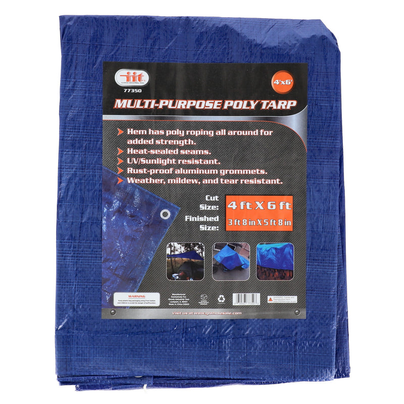 4'x6' BLUE MULTI-PURPOSE POLY TARP CUT SIZE
