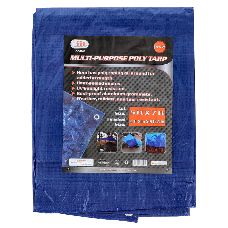 5'x7' BLUE MULTI-PURPOSE POLY TARP CUT SIZE