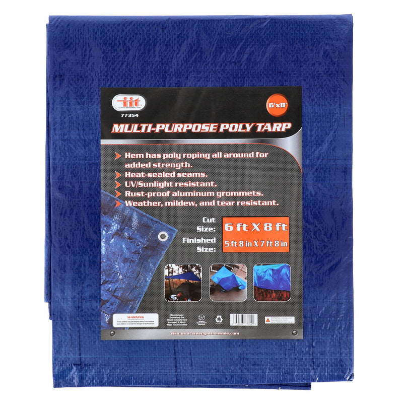 6'x8' BLUE MULTI-PURPOSE POLY TARP CUT SIZE