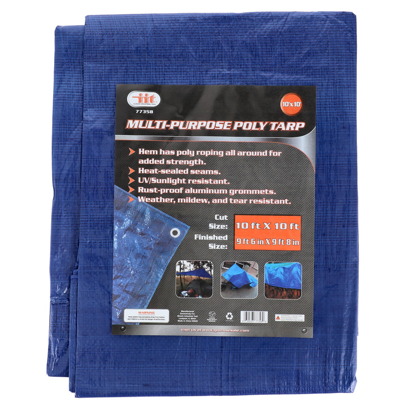 10'x10' BLUE MULTI-PURPOSE POLY TARP CUT SIZE