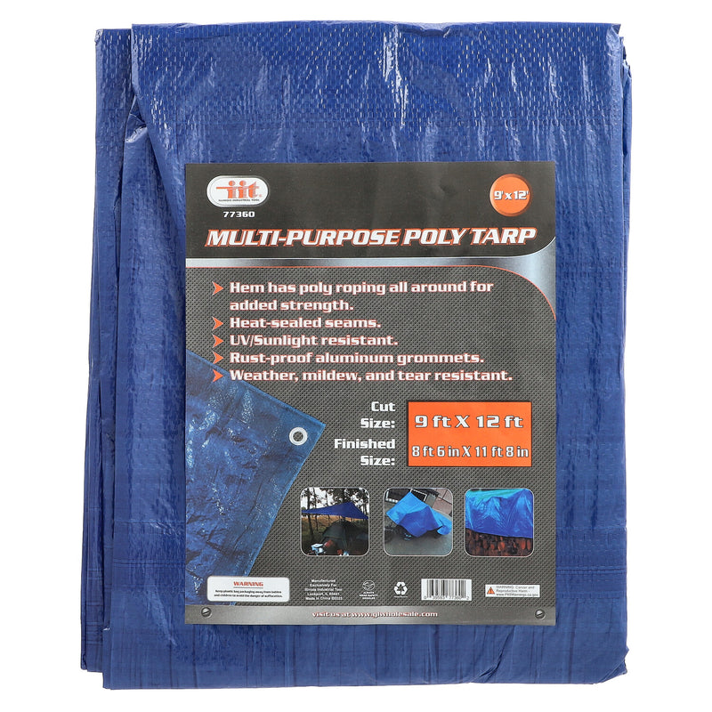 77360-9'x12' BLUE MULTI-PURPOSE POLY TARP CUT SIZE