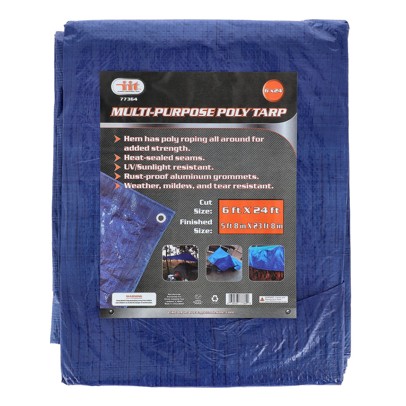 6'x24' BLUE MULTI-PURPOSE POLY TARP CUT SIZE