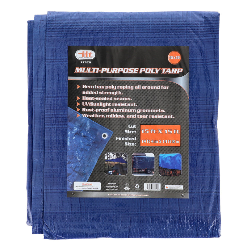 77370-15'x15' BLUE MULTI-PURPOSE POLY TARP CUT SIZE