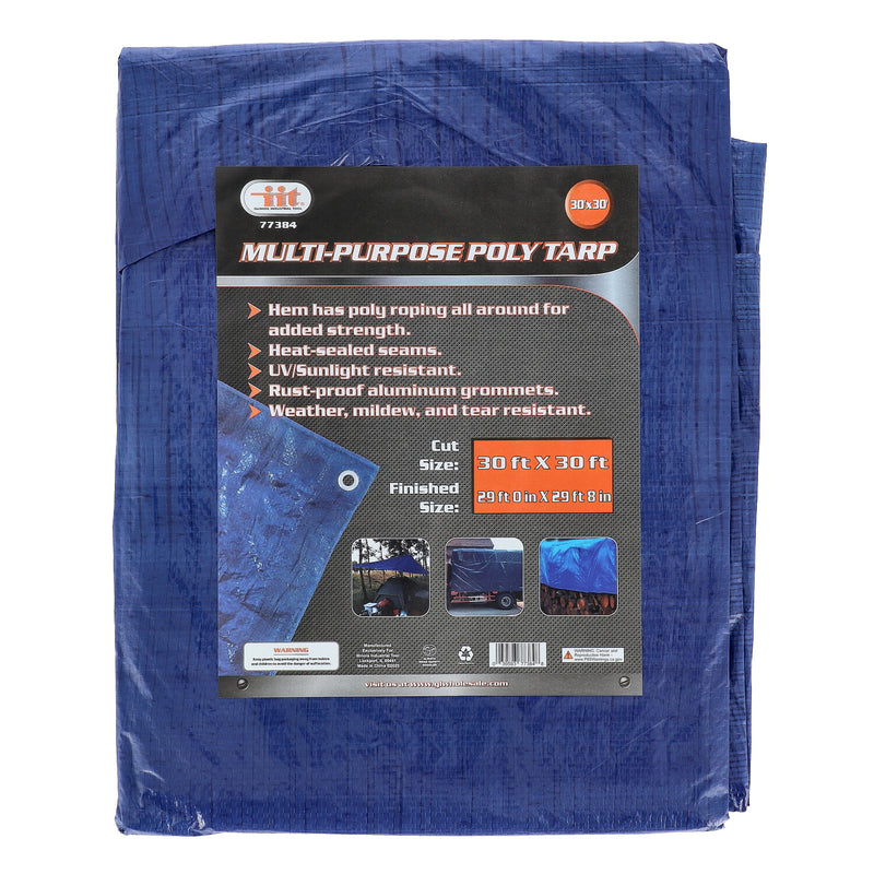 30'x30' BLUE MULTI-PURPOSE POLY TARP CUT SIZE
