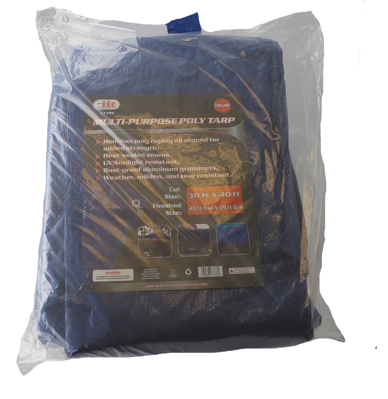 30'x40' BLUE MULTI-PURPOSE POLY TARP CUT SIZE