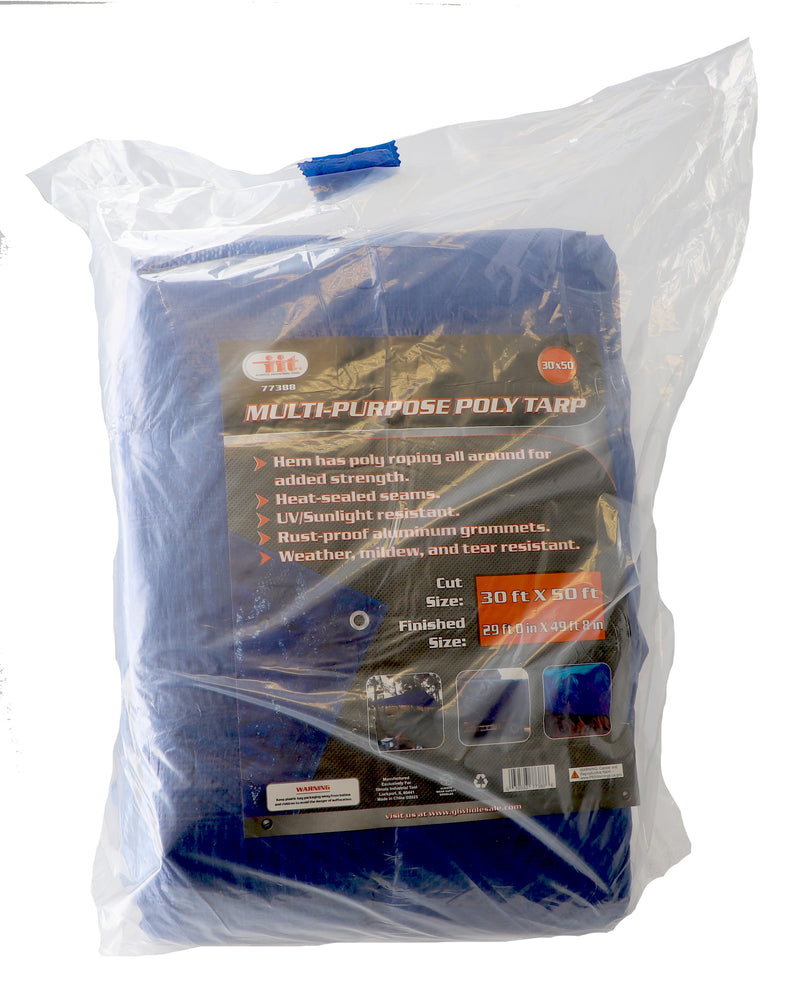 30'x50' BLUE MULTI-PURPOSE POLY TARP CUT SIZE