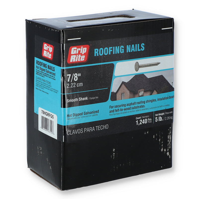 GRIP-RITE 5LB ROOFING NAILS 7/8'' SMOOTH SHANK