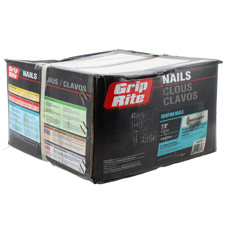 GRIP-RITE 50LB 7/8'' ROOFING NAILS SMOOTH SHANK HOT DIPPED GALVANZIED