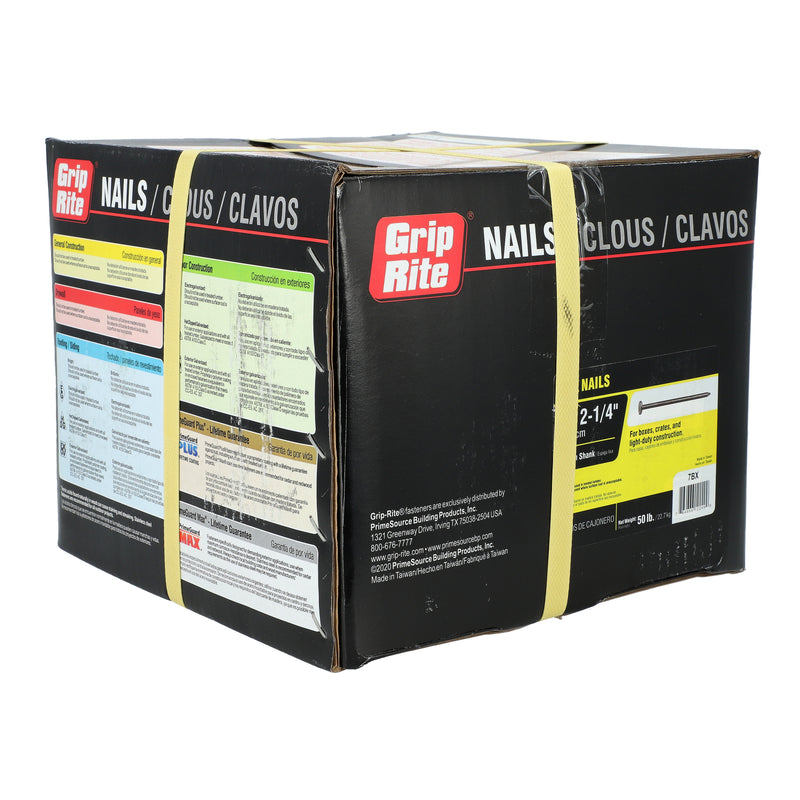 GRIP-RITE 50LB 2-1/4'' COMMON NAILS 7D BRIGHT SMOOTH SHANK