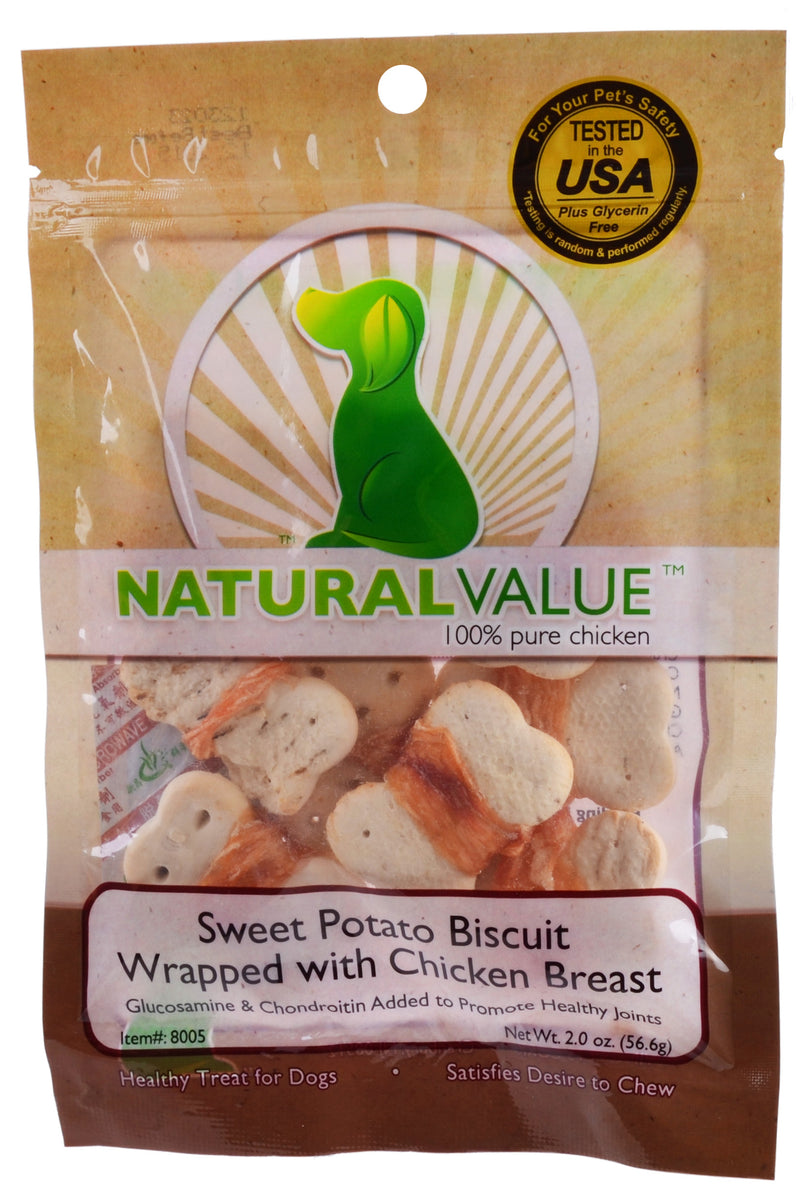 2oz SWEET POTATO BISCUIT WRAPPED WITH CHICKEN BREAST TREATS