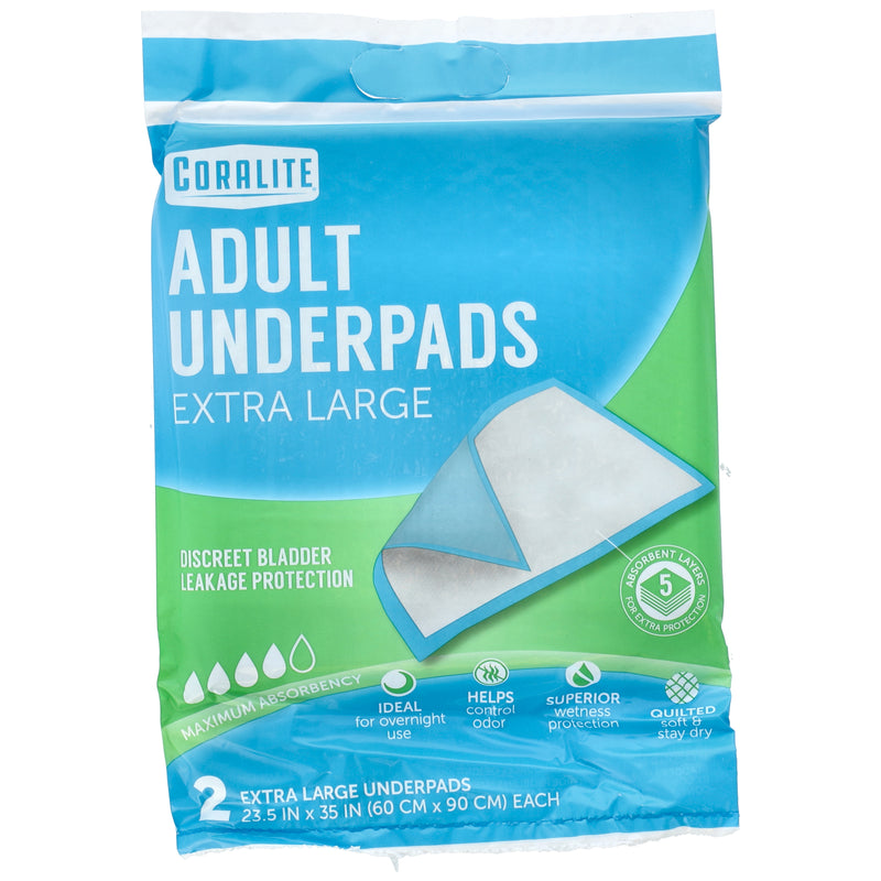 CORALITE 2ct ADULT UNDERPADS 23.5x35''