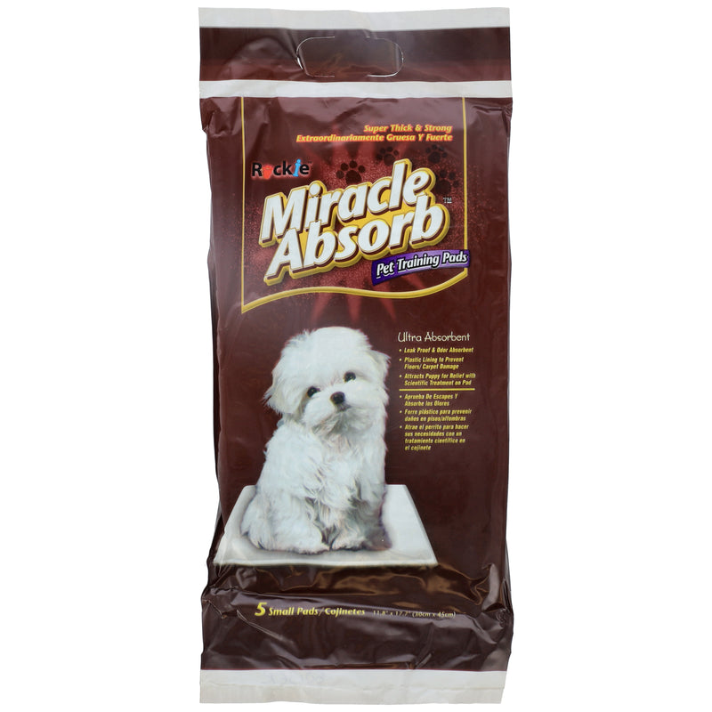 5ct MIRACLE ABSORB PET TRAINING PADS SMALL 11.8x17.7''