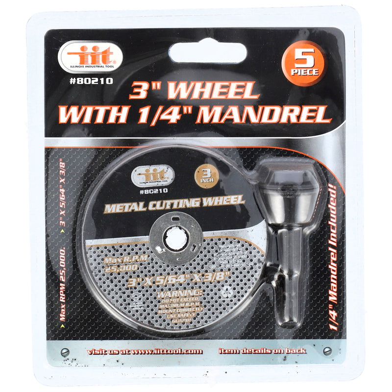 IIT 5pc 3'' CUTTING WHEEL WITH 1/4'' MANDREL