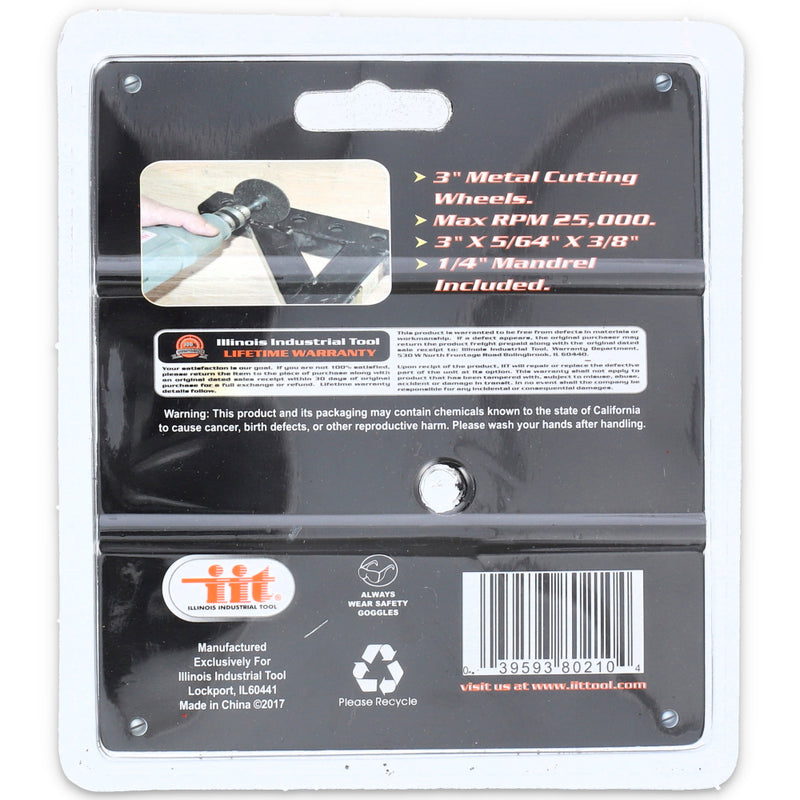 IIT 5pc 3'' CUTTING WHEEL WITH 1/4'' MANDREL