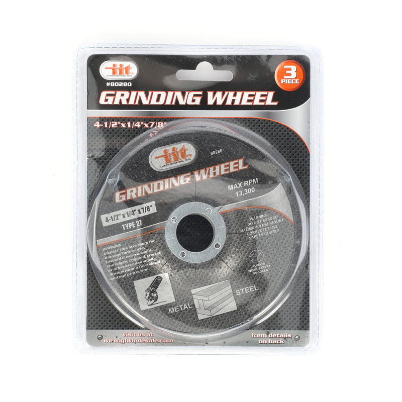 IIT 5PC 4-1/2x1/4x7/8'' GRINDING WHEELS DEPRESSED HUB