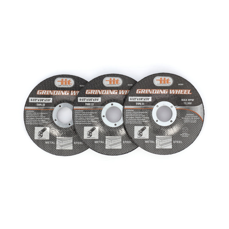IIT 5PC 4-1/2x1/4x7/8'' GRINDING WHEELS DEPRESSED HUB