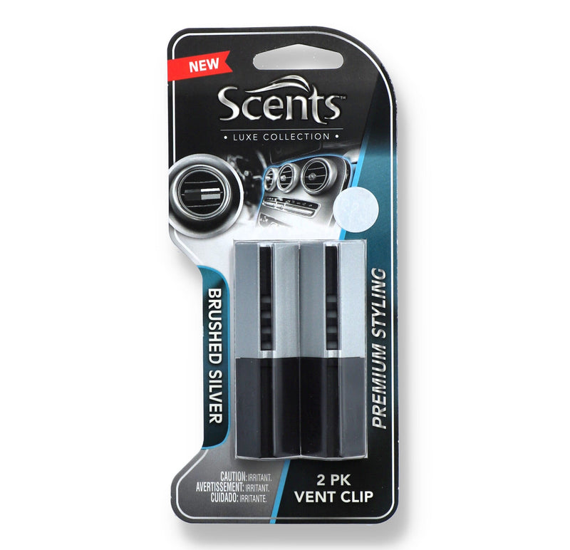 2PK VENT CLIP SCENTS BRUSHED SILVER