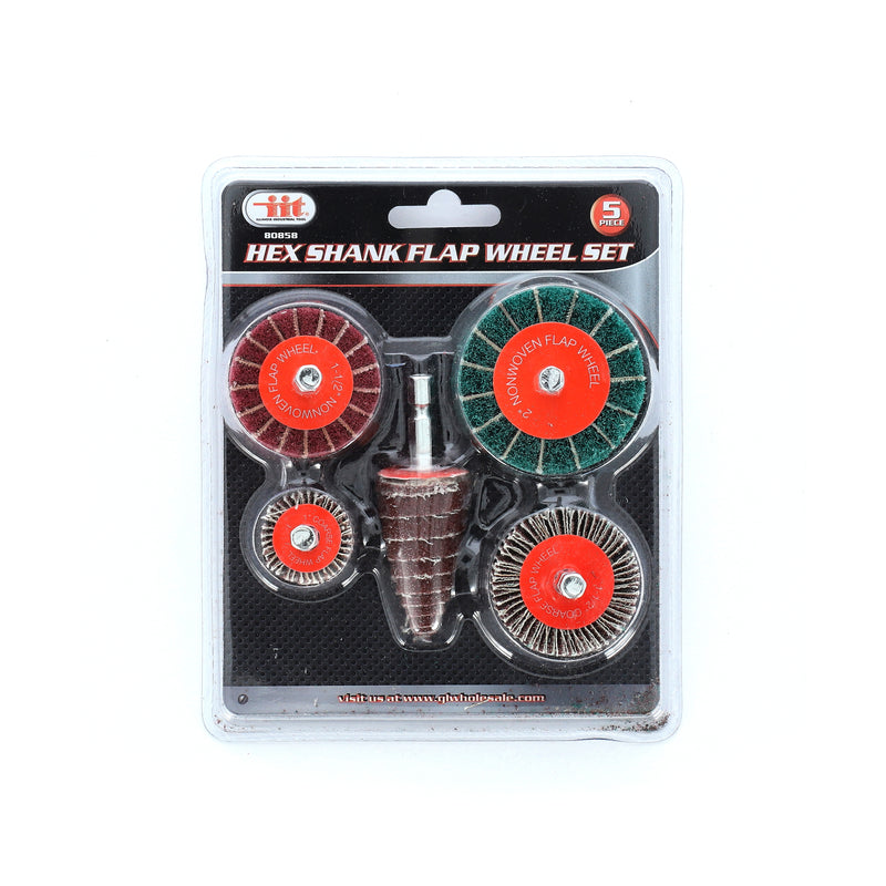 IIT 5PC HEX SHANK FLAP WHEEL SET 1/4'' ARBORS