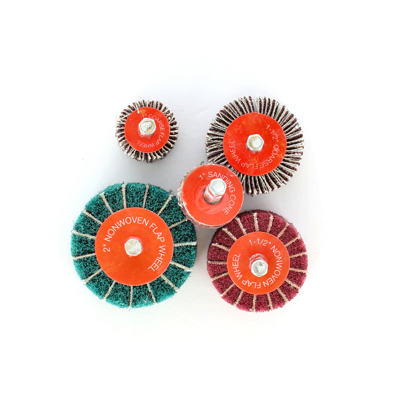 IIT 5PC HEX SHANK FLAP WHEEL SET 1/4'' ARBORS