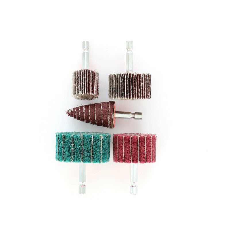 IIT 5PC HEX SHANK FLAP WHEEL SET 1/4'' ARBORS