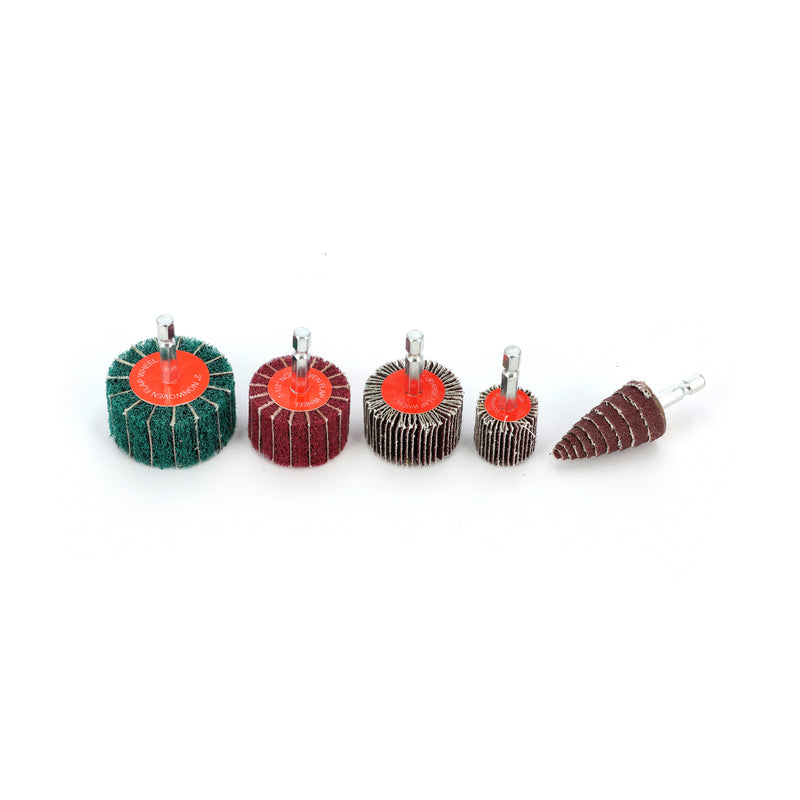 IIT 5PC HEX SHANK FLAP WHEEL SET 1/4'' ARBORS