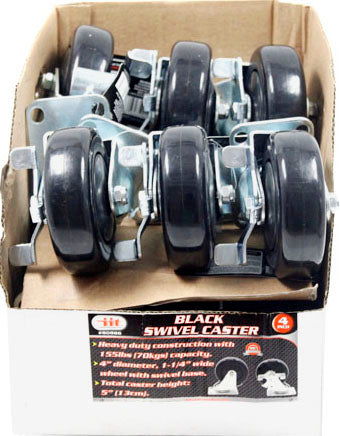IIT 4 x 1-1/4'' BLACK SWIVEL CASTER