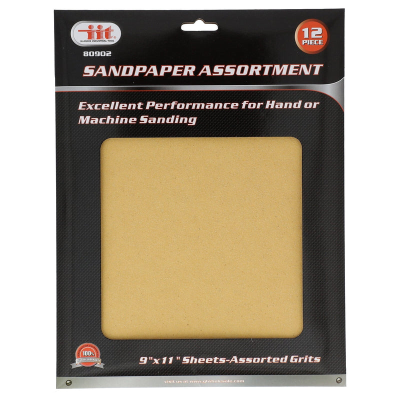 IIT 12PC 9x11'' SANDPAPER ASSORTMENT