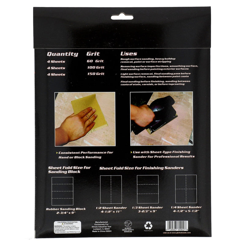 IIT 12PC 9x11'' SANDPAPER ASSORTMENT