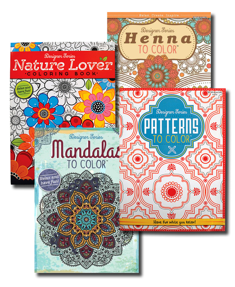 48pg COLORING BOOKS FOR ADULTS 4 TITLES