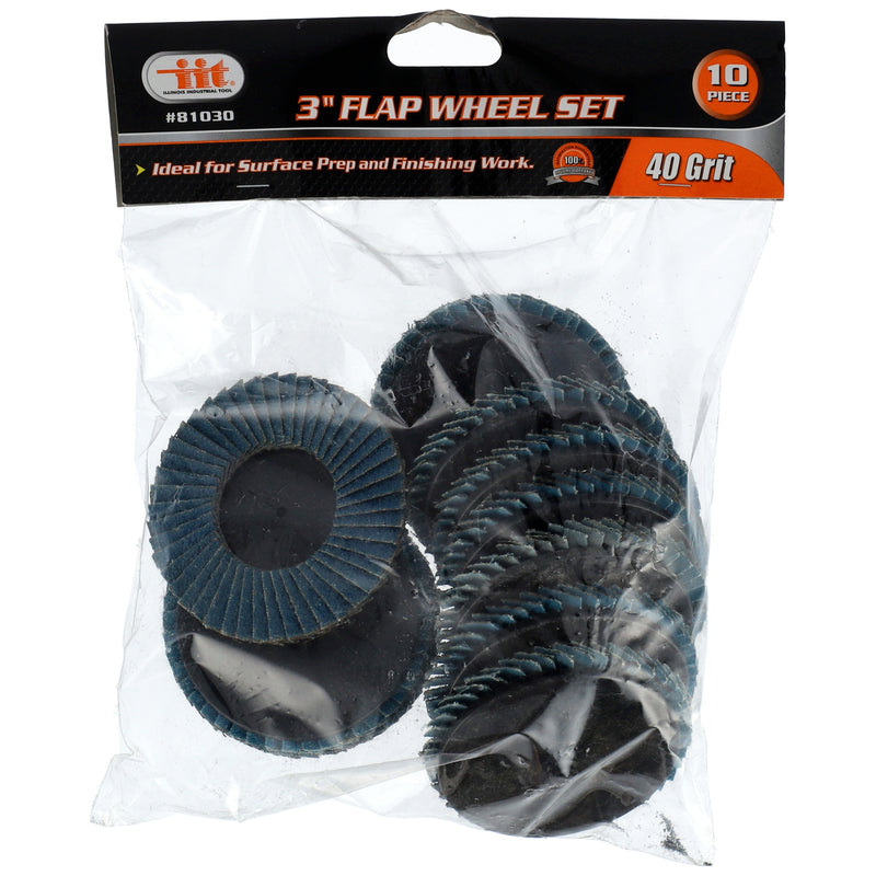 IIT 3'' 40 GRIT FLAP WHEELS - 10pc