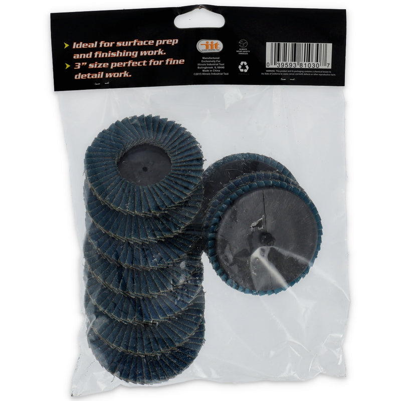 IIT 3'' 40 GRIT FLAP WHEELS - 10pc
