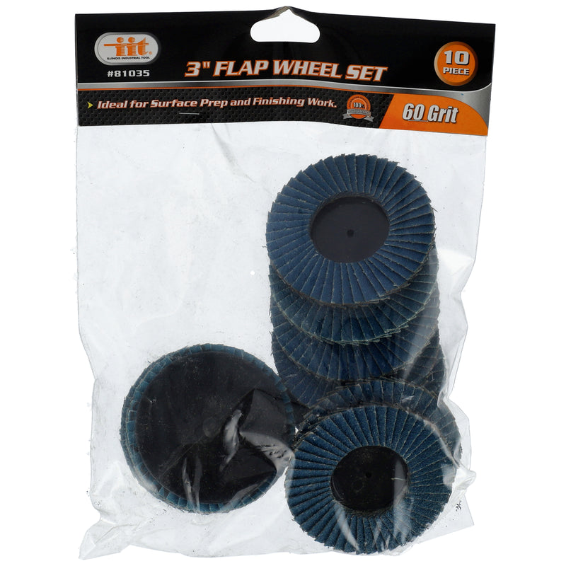 IIT 10pc 3'' 60 GRIT FLAP WHEELS
