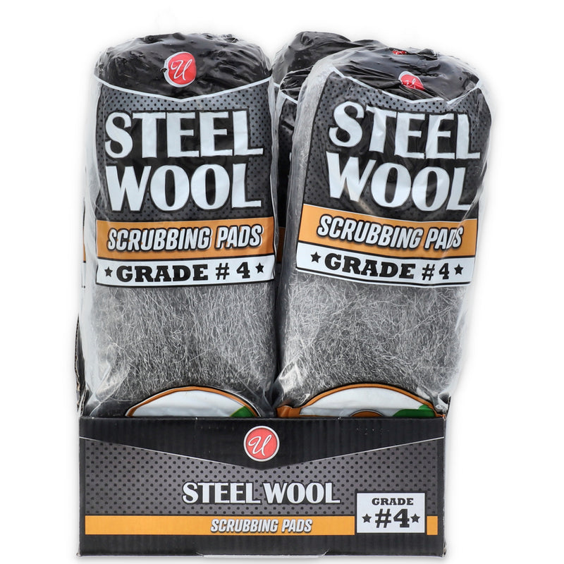 10pk STEEL WOOL SCRUBBING PADS EXTRA COARSE GRADE #4