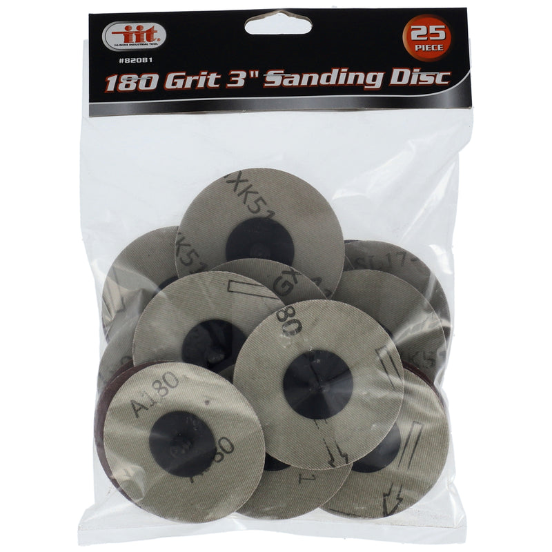 IIT 25pc 180 GRIT 3'' SANDING DISC