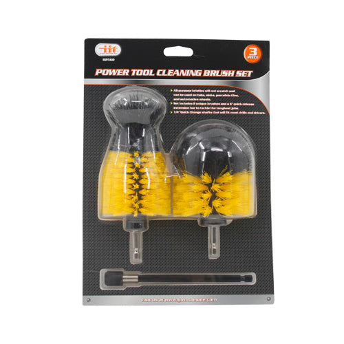 IIT 3PC CAR CLEANING DRILL BRUSH SET WITH 1/4'' MANDREL