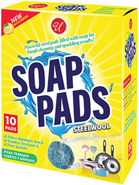 10ct STEELWOOL SOAP PADS WITH LEMON
