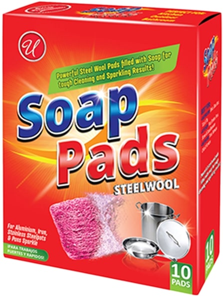 10CT PINK STEEL WOOL SOAP PADS