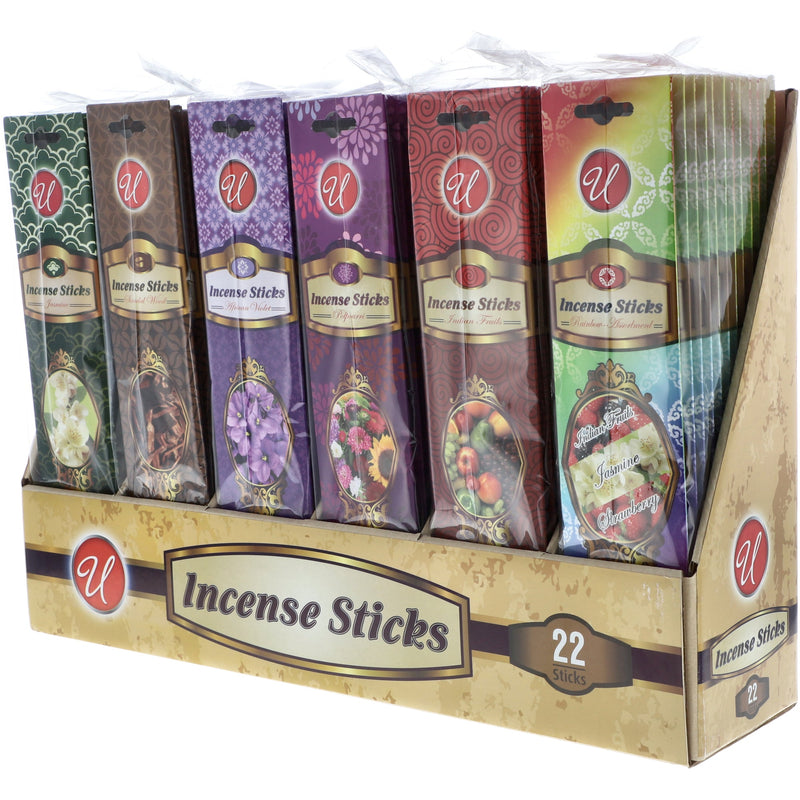 22ct INCENSE STICKS 6 ASSORTED FRAGRANCES