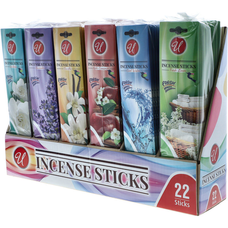 22ct INCENSE STICKS 6 ASSORTED FRAGRANCES